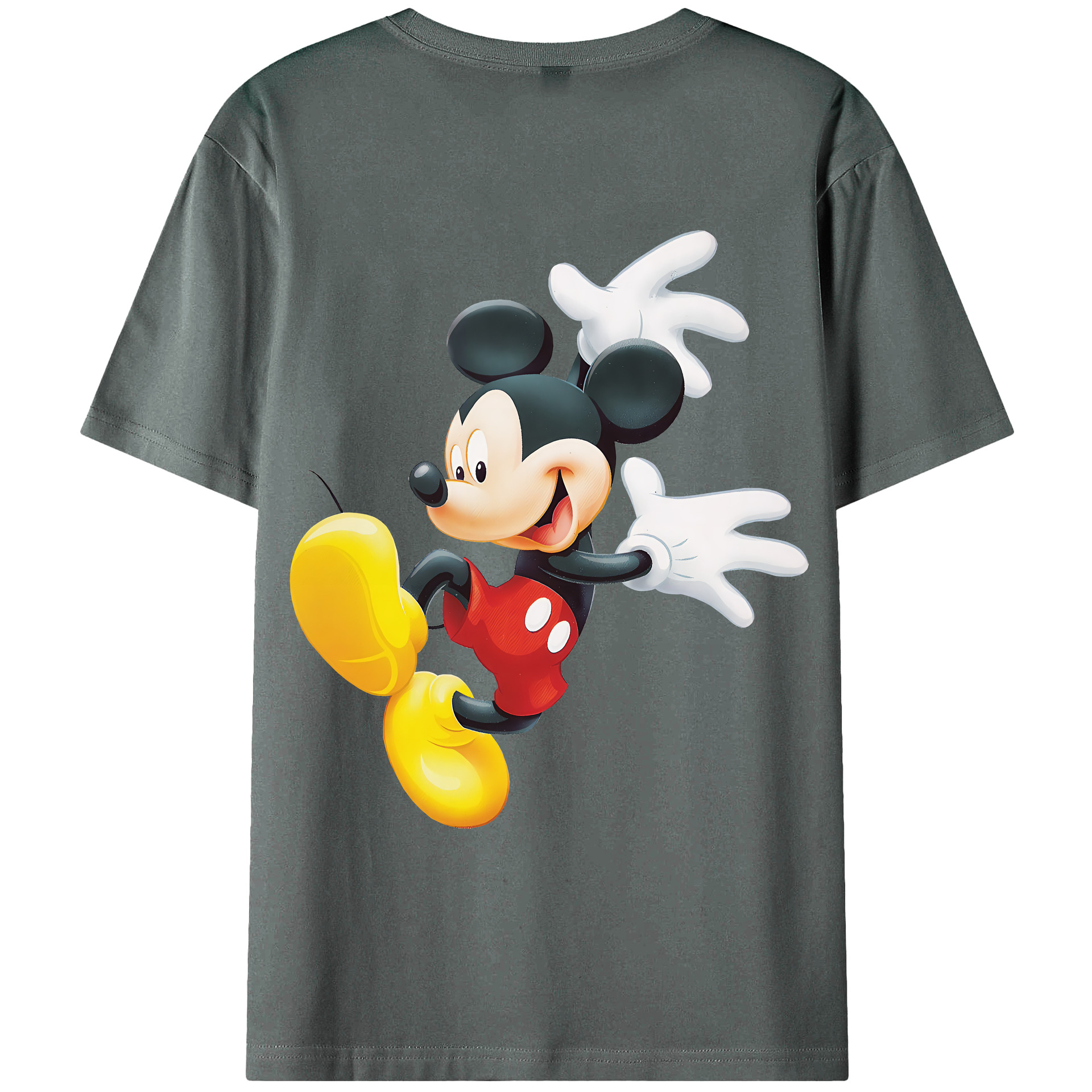 （画像用） ミッキーマウス Mickey Mouse 綿100％ メンズ半袖Tシャツ（バックプリント） 通気性